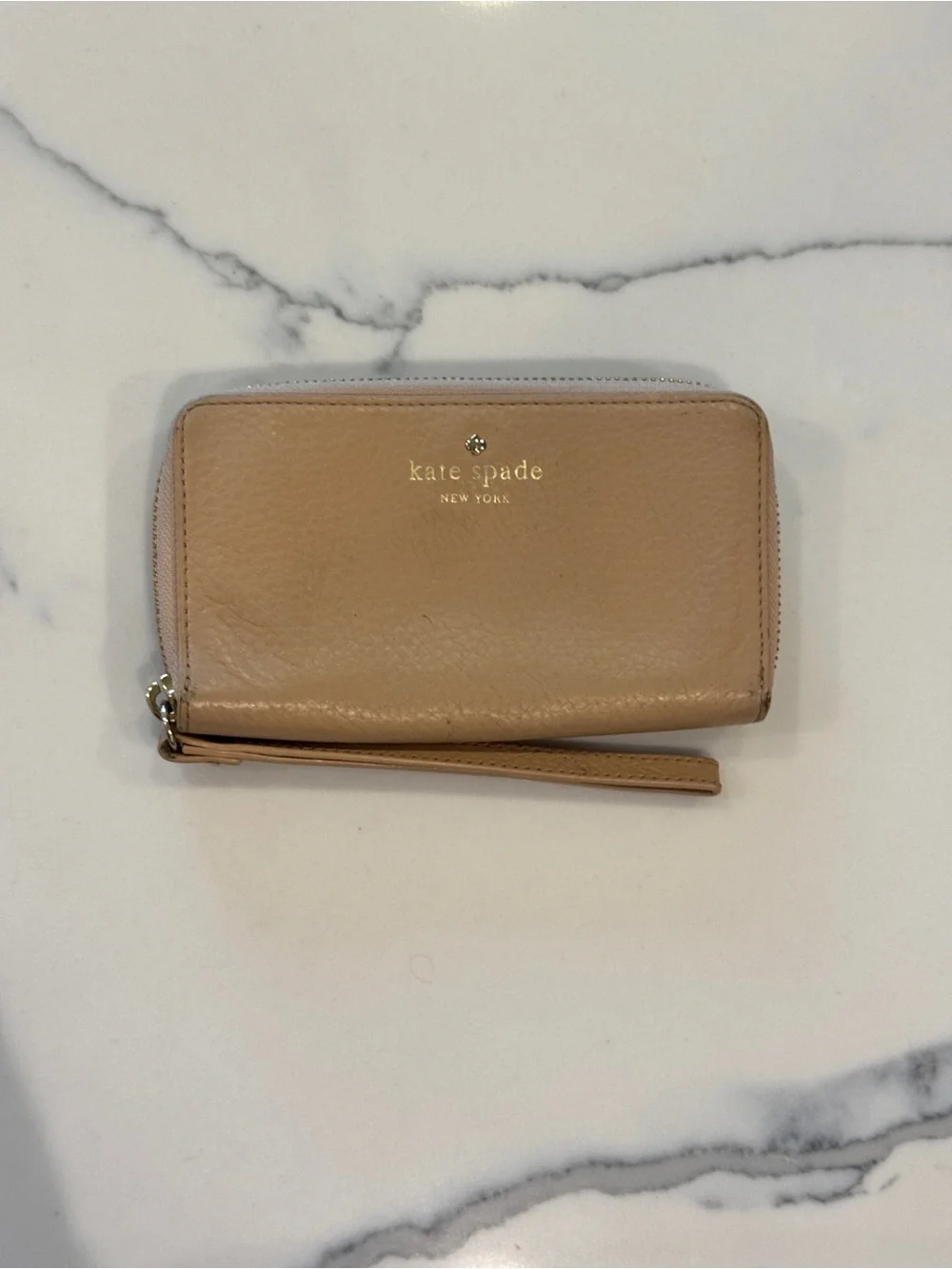 Kate Spade Cobble Hill zip around wristlet wallet affogato